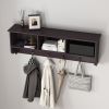 White Entryway Wall Mounted Coat Rack with 4 Dual Hooks Living Room Wooden Storage Shelf