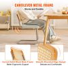 Rattan Dining Chairs Set of 2, Mid Century Modern Dining Chair, Upholstered Velvet Accent Chair with Rattan Back