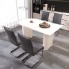 63 "medieval modern cream style MDF dining table and PU armless dining chair set 4. Assemble Desktop and Silver plated metal leg dining chair set