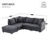 89*79" Modern Modular Sectional Sofa with Deep Seat,Vertical Stripes,5 Seat Corner Couch with Movable Ottoman,Throw Pillows