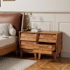 2 Set Nightstands Features Vintage-style and Bevel Design, Made of MDF, Mid Century Modern Nightstand, Night Stand for Bedroom