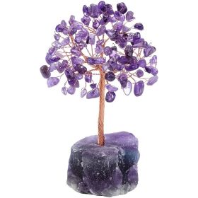 1pc Natural Crystal Tree Crystal Hair Ore Fluorite Base Rich Tree Chakra Amethyst Powder Crystal Ornaments (Color: Amber)