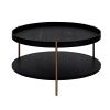 2-Piece Modern 2 tier Round Coffee Table Set for Living Room,Easy Assembly Nesting Coffee Tables, End Side Tables for Bedroom Office Balcony Yard