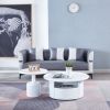 2 Pieces White MDF Round Coffee Table Set for Living Room, Bedroom