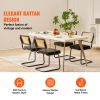 Rattan Dining Chairs Set of 4, Mid Century Modern Dining Chair, Upholstered Velvet Accent Chair with Rattan Back