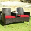 Modern Patio Set with Built-in Coffee Table and Cushions
