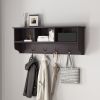 White Entryway Wall Mounted Coat Rack with 4 Dual Hooks Living Room Wooden Storage Shelf