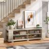 Wooden TV Stand with 8 Open Shelves for TVs up to 65 Inch Flat Screen