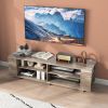 Wooden TV Stand with 8 Open Shelves for TVs up to 65 Inch Flat Screen