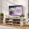 Wooden TV Stand with 8 Open Shelves for TVs up to 65 Inch Flat Screen