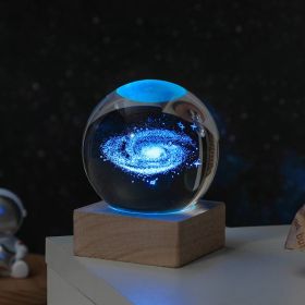 Cosmos Series Crystal Ball Night Lights; Milky Way; Moon; Desktop Bedroom Small Ornaments; Creative Valentine's Day Gifts Birthday Gifts (Items: 8cm Solar System)