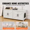 Cat Litter Box Enclosure for 2 Cats, Litter Box Furniture Hidden with Double Rooms, Wooden Cat Box Cabinet Fit Most of Litter Box