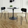 Modern grey simple pu dining chair upholstered chair Family bedroom stool back dressing, black round table set