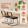 Rattan Dining Chairs Set of 2, Mid Century Modern Dining Chair, Upholstered Velvet Accent Chair with Rattan Back