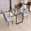 51" 4 person glass dining table set, kitchen set with black metal leg dining table and chairs