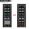1 Large Capacity 10-Tier Non-Woven Shoe Rack, Space-Saving, Tall & Narrow, Movable for Dust Removal, Stable Structure, Multi-Color