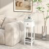 2 Tier Slim Nightstand Bedside Table with Drawer Shelf