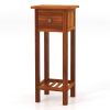 2 Tier Slim Nightstand Bedside Table with Drawer Shelf
