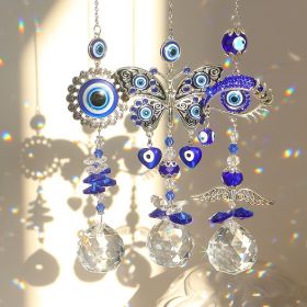 1pc Crystal Sun Catchers, Blue Butterfly Evil Eye Suncatcher Indoor Window With Prism Ball (Style: Round)