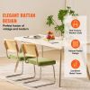 Rattan Dining Chairs Set of 2, Mid Century Modern Dining Chair, Upholstered Velvet Accent Chair with Rattan Back