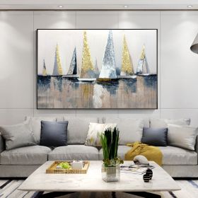 100% Hand Painted Abstract Modern Boat Pictures Art Oil Painting On Canvas Wall Art Wall Painting For Living Room Home Decoration (size: 70x140cm)