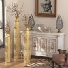 Metal decorative vases High distress metal center vases with growing vine patterns, set of 3 vases for home decoration 34 ", 29 ", 25 "H, gold