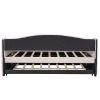Upholstered Daybed Sofa Bed Twin Size With Trundle Bed and Wood Slat
