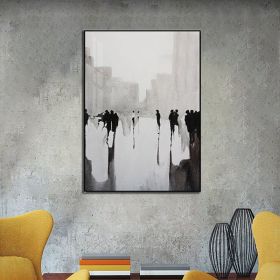 100% Hand Painted Abstract Oil Painting Wall Art Modern Figure Stand On the Street On Canvas Home Decoration For Living Room No Frame (size: 100x150cm)