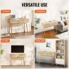 Rattan Console Table with 2 Storage Drawers, Rattan Entryway Table with Natural Rattan Sliding Door, Console Sofa Table for Living Room, Study