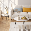 27.56" Round Nesting Coffee Table Set of 2, Circular Nesting End Table Set, Round Marble Tabletop, and Sturdy Metal Base for Living Room, bedroom