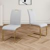 Modern Dining Chairs with Faux Leather Padded Seat Dining Living Room Chairs Upholstered Chair with gold Metal Legs Design for Kitchen, Living