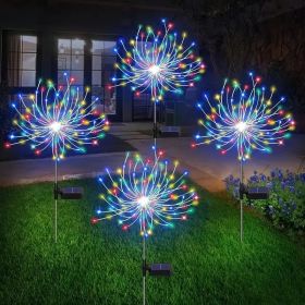 120 LED Solar Fireworks Lights, Starburst Fairy Lights with 8 Lighting Modes, IP4X, Solar Powered Pathway Lights for Patio, Yard, Christmas Holiday De (Option: Colorful)