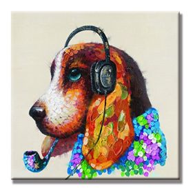 100% Hand Painted  Abstract Oil Painting Wall Art Modern Minimalist Pet Dog Fashion Picture Canvas Home Decor For Living Room No Frame (size: 150x150cm)