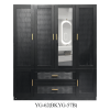 Wooden Armoire Wardrobe Closet with 3 Doors Hanging Rods 4 Drawers Shelves Large Capacity Clothes Storage Cabinet Organization for Bedroom Black 47.24