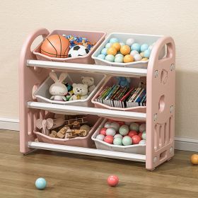 Kids Toy Storage Organizer with 6 Bins (Color: as Pic)