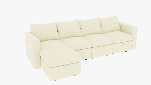 Modular 6-Piece Sectional Sofa â€“ 109''L x 54.5''W x 34''H, Available in Beige, Black, and Gray (Color: Beige)