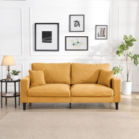 74" High Resilience three seater Sofa, Wooden Frame 3 Seat Sofa, Comfy, Modern Upholstered Sofa, Living Room Bedroom Apartment (Color: Orange)