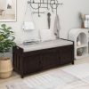 Storage Bench with 3 Shutter-shaped Doors,Shoe Bench with Removable Cushion and Hidden Storage Space