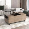 Modern Lift Top Coffee Table Multifunctional Table with Drawers & Shelves