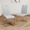 Modern Dining Chairs with Faux Leather Padded Seat Dining Living Room Chairs Upholstered Chair with gold Metal Legs Design for Kitchen, Living