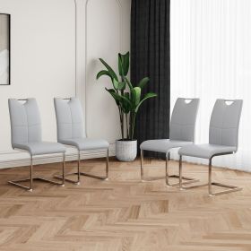 Modern Dining Chairs with Faux Leather Padded Seat Dining Living Room Chairs Upholstered Chair with Chrome Metal Legs Design for Kitchen, Living (Color: as Pic)