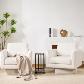 [Video]360Â° Modern Swivel Accent Chairs set of 2,30" W Teddy Sherpa Round Armchair,Thick Padded Lounge Sofa,Upholstered Comfy Barrel Chair (Color: as Pic)