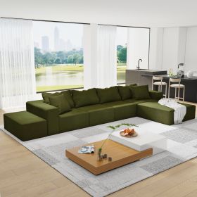 Modern Upholstered Sectional Sofa Couch Set,Modular 132" L Shaped Sectional Living Room Sofa Set With 6 Pillows (Color: as Pic)