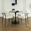 Modern beige simple velvet dining chair fabric upholstered chair Family bedroom stool back dressing, black round table set