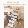 3-in-1 dressing table with flip mirror and light, small dressing table set with visible glass tabletop, 3 drawers, storage bench