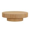Modern Handcraft Drum Coffee Table Length 43.7 inch Ellipse Coffee Table for Living Room,Oval Small Coffee Table with Sturdy Pedestal