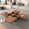Square Marble Veneer Coffee Table Sliding Top with Storage in 39.4''