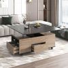 Modern Lift Top Coffee Table Multifunctional Table with Drawers & Shelves