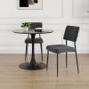 Modern grey simple velvet dining chair fabric upholstered chair Family bedroom stool back dressing, black round table set