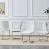 Modern dining chairs, dining room chairs, and golden leg cushioned chairs made of artificial leather, suitable for kitchens, living rooms, bedrooms